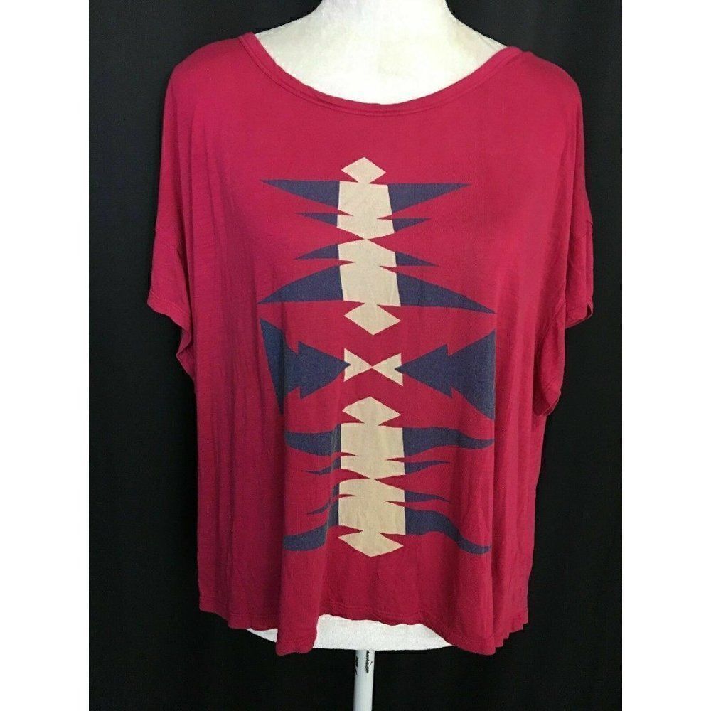 torn ronny kobo Womens Pink Blue Ivory Short Sleeve Top Xs Small Medium Large Xl